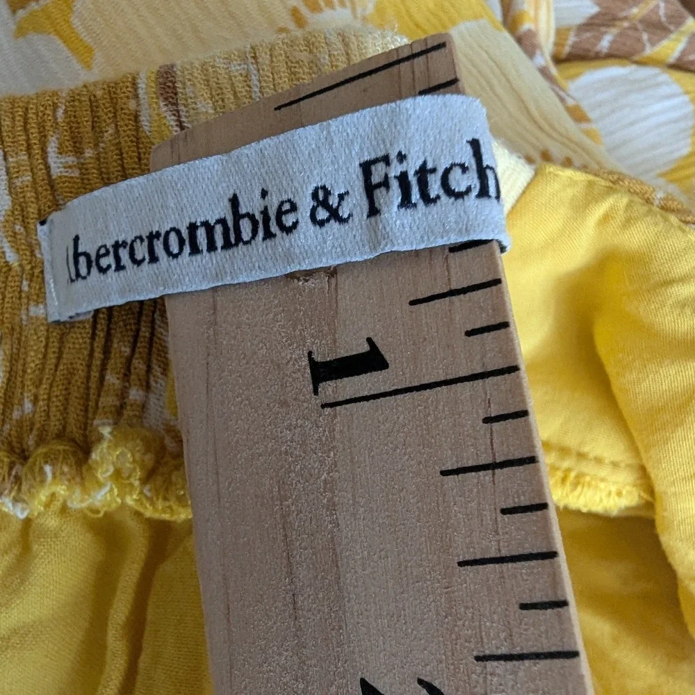 Abercrombie & Fitch Yellow Floral Tie-Strap Tiered Maxi Dress Smocked Boho‎ XS